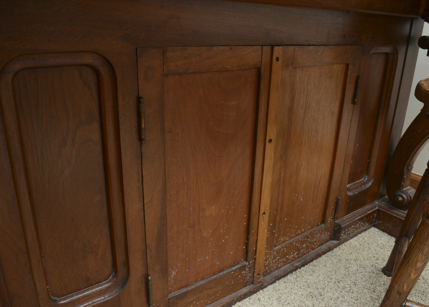 Antique Victorian Eastlake Walnut Spinet Desk with Oak Stool