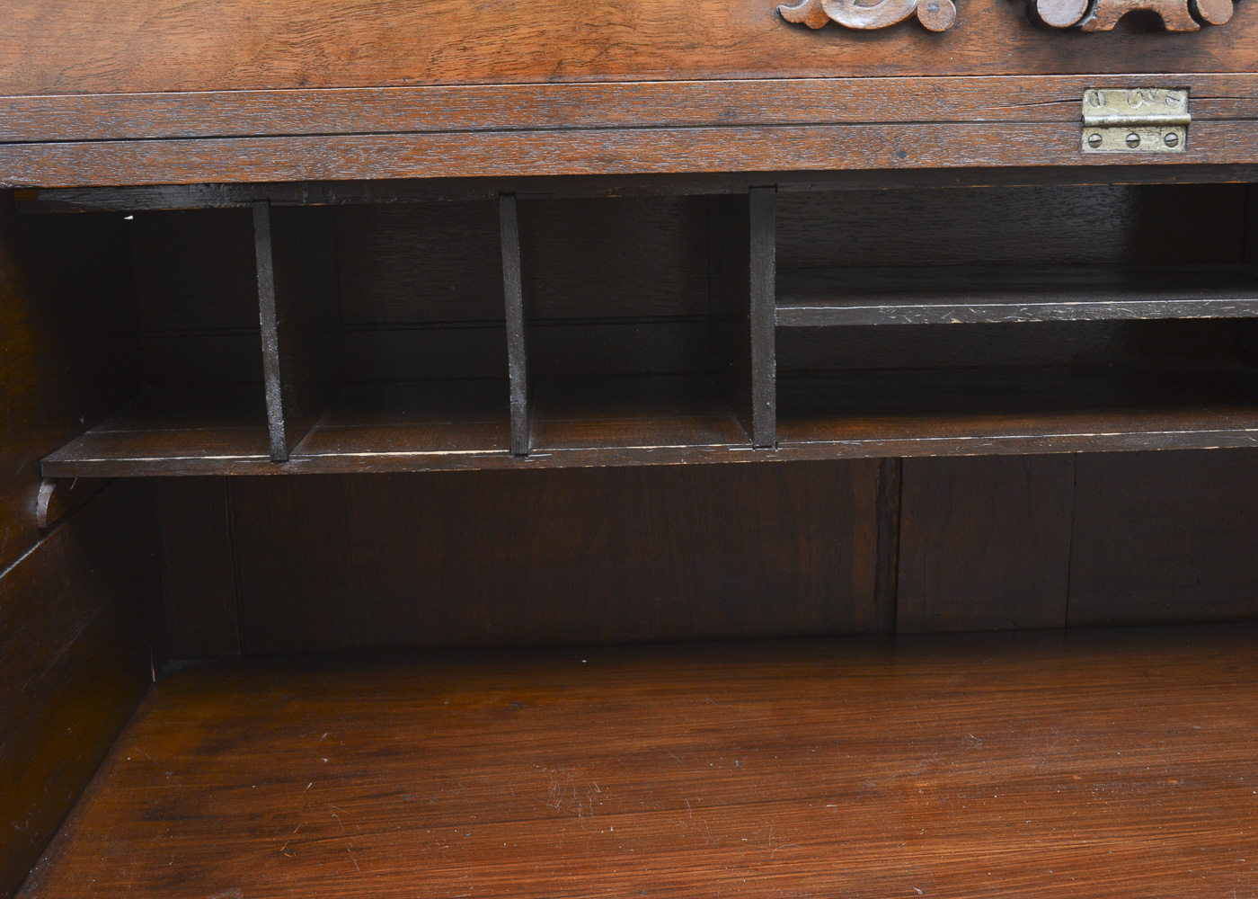 Antique Victorian Eastlake Walnut Spinet Desk with Oak Stool