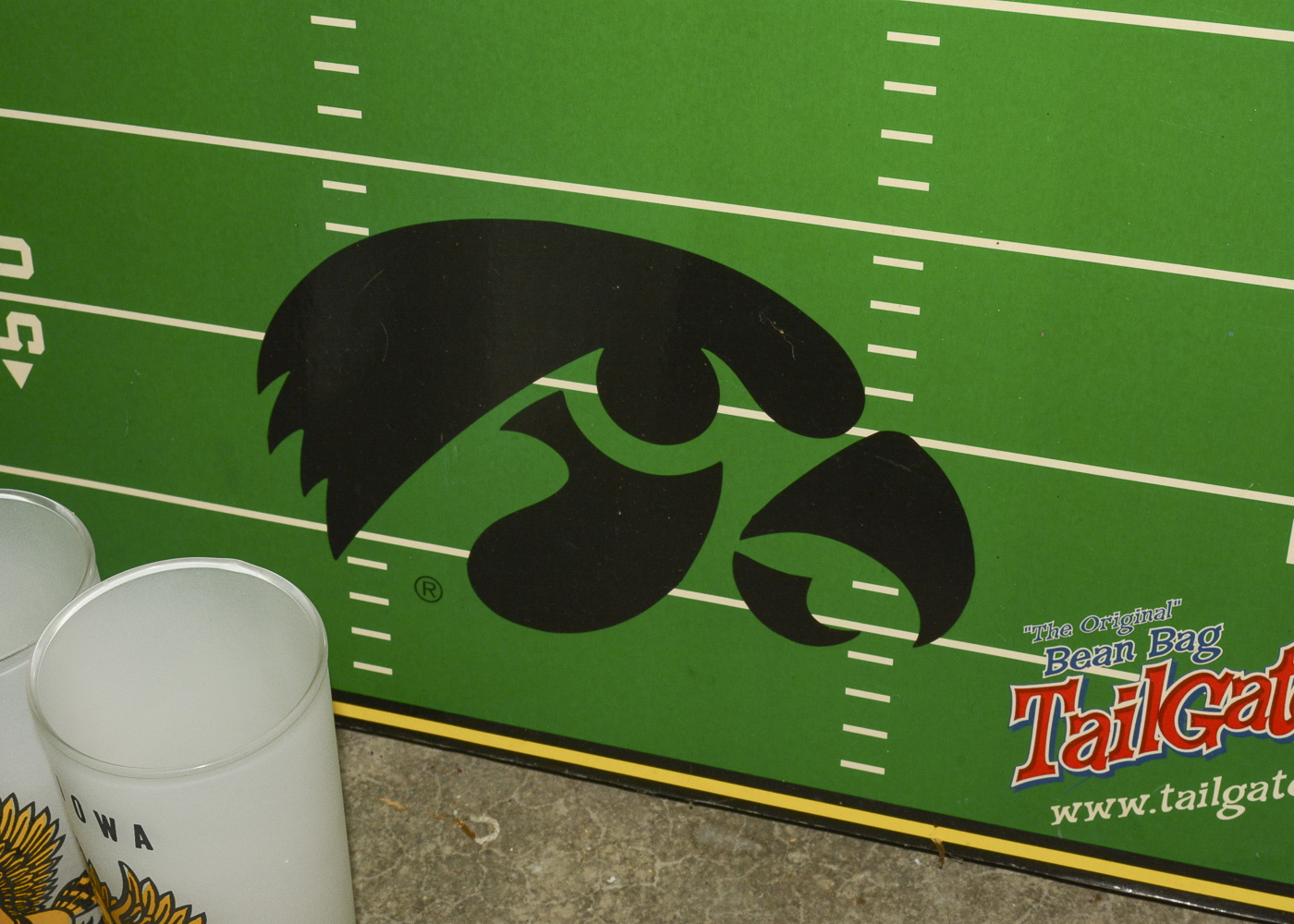 Iowa Hawkeyes Corn Hole and Drinking Glasses
