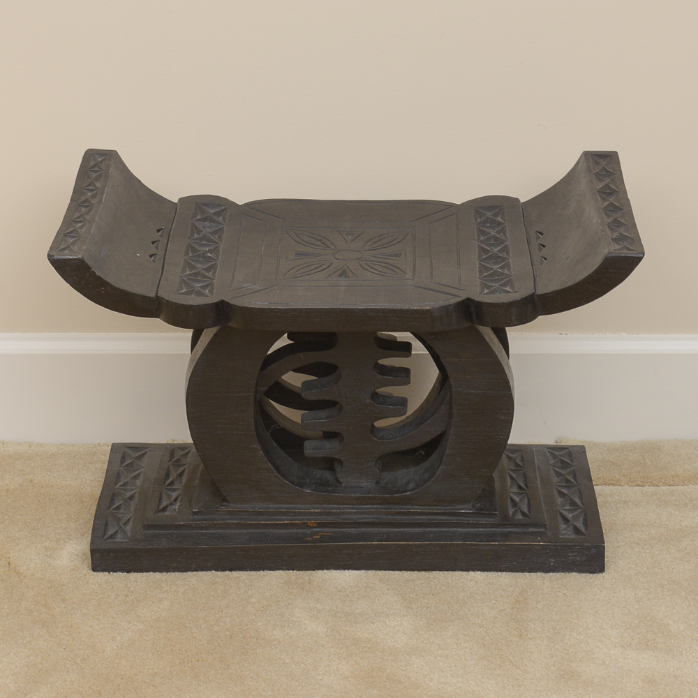 Asian Style Carved Wooden Stool