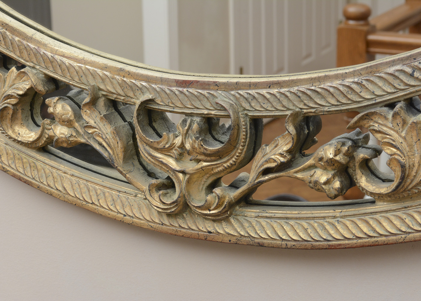 Vintage Oval Wooden Mirror