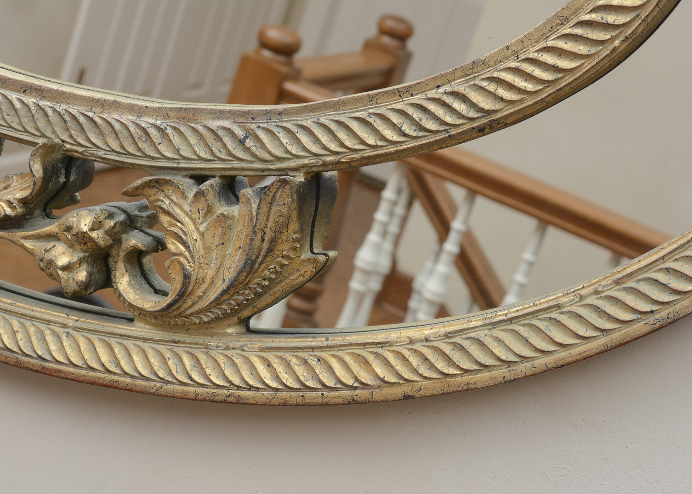 Vintage Oval Wooden Mirror