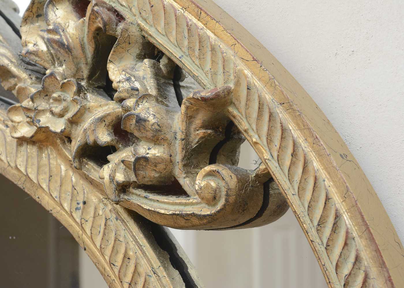 Vintage Oval Wooden Mirror
