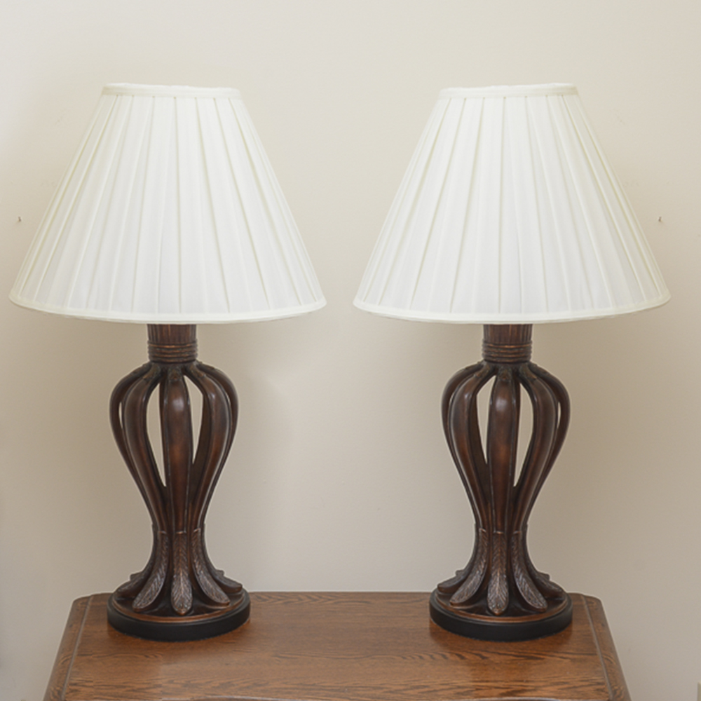 Carved Leaf Table Lamps
