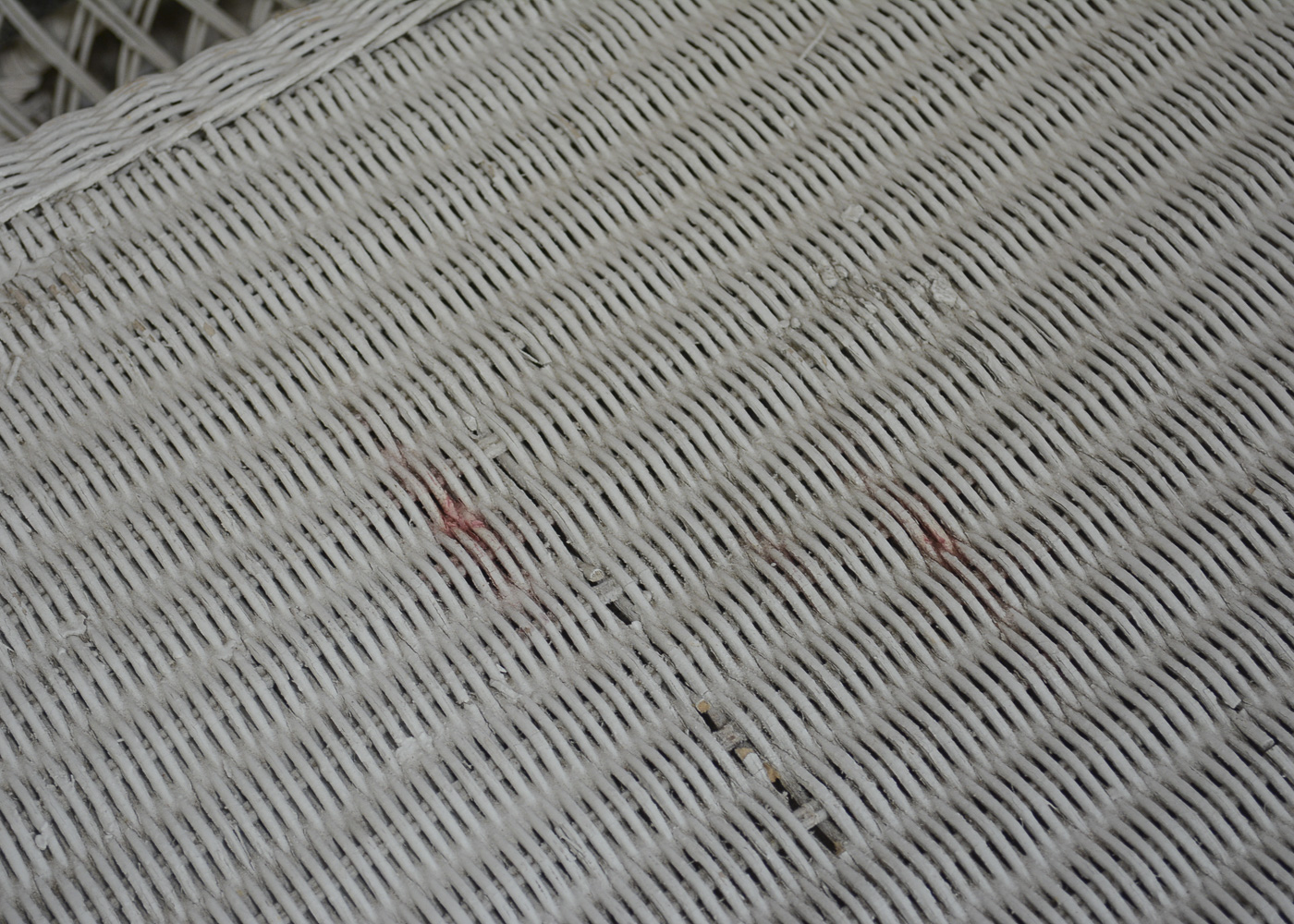 White Wicker Love Seat with Tables