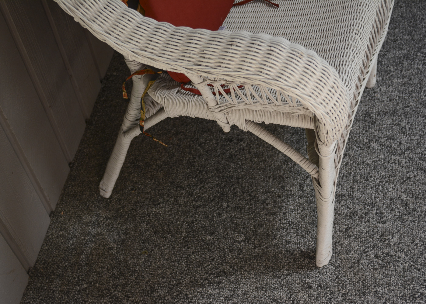 White Wicker Love Seat with Tables