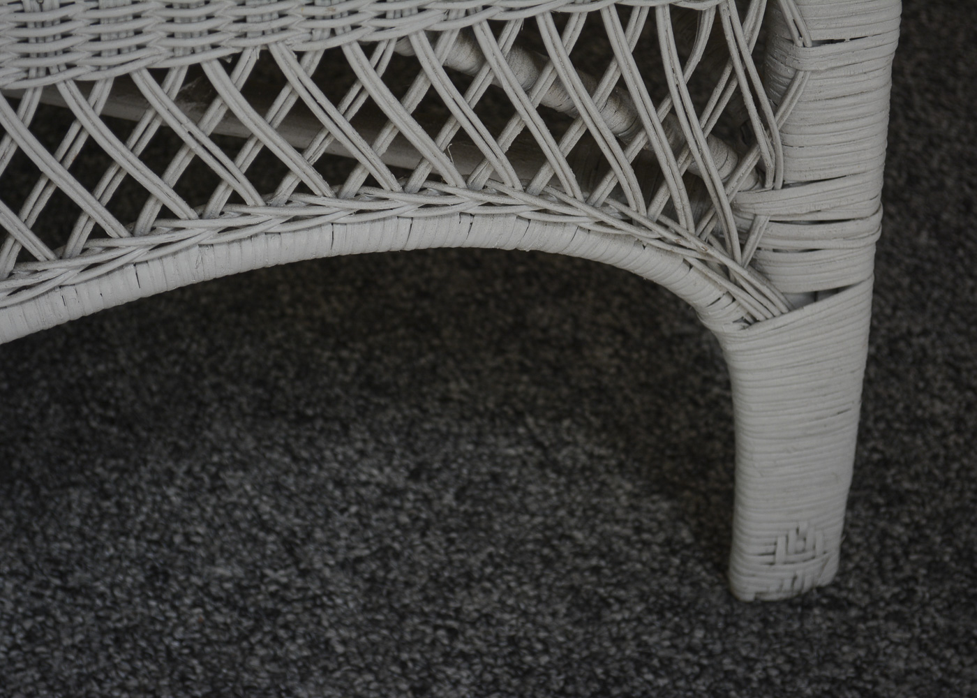 White Wicker Love Seat with Tables