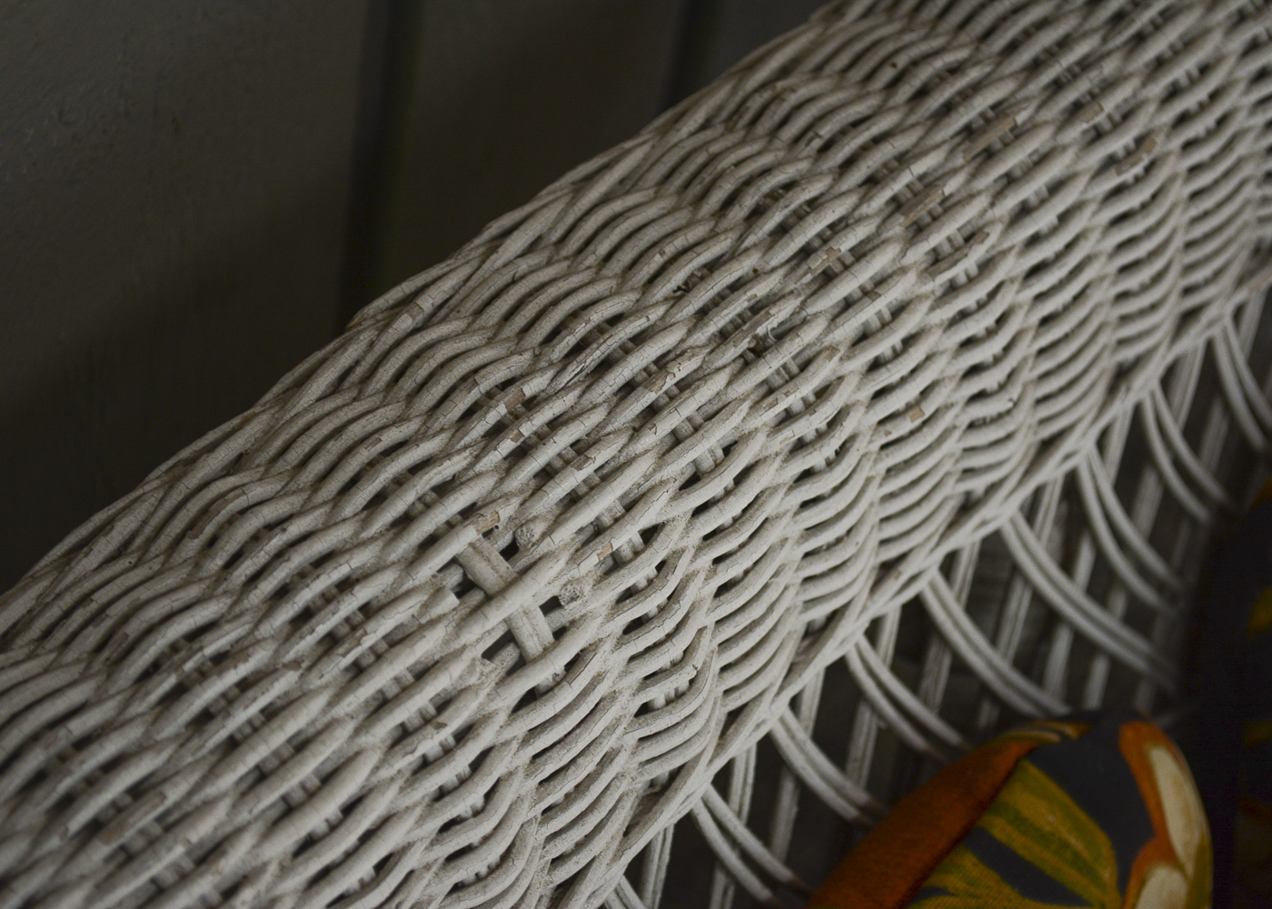 White Wicker Love Seat with Tables
