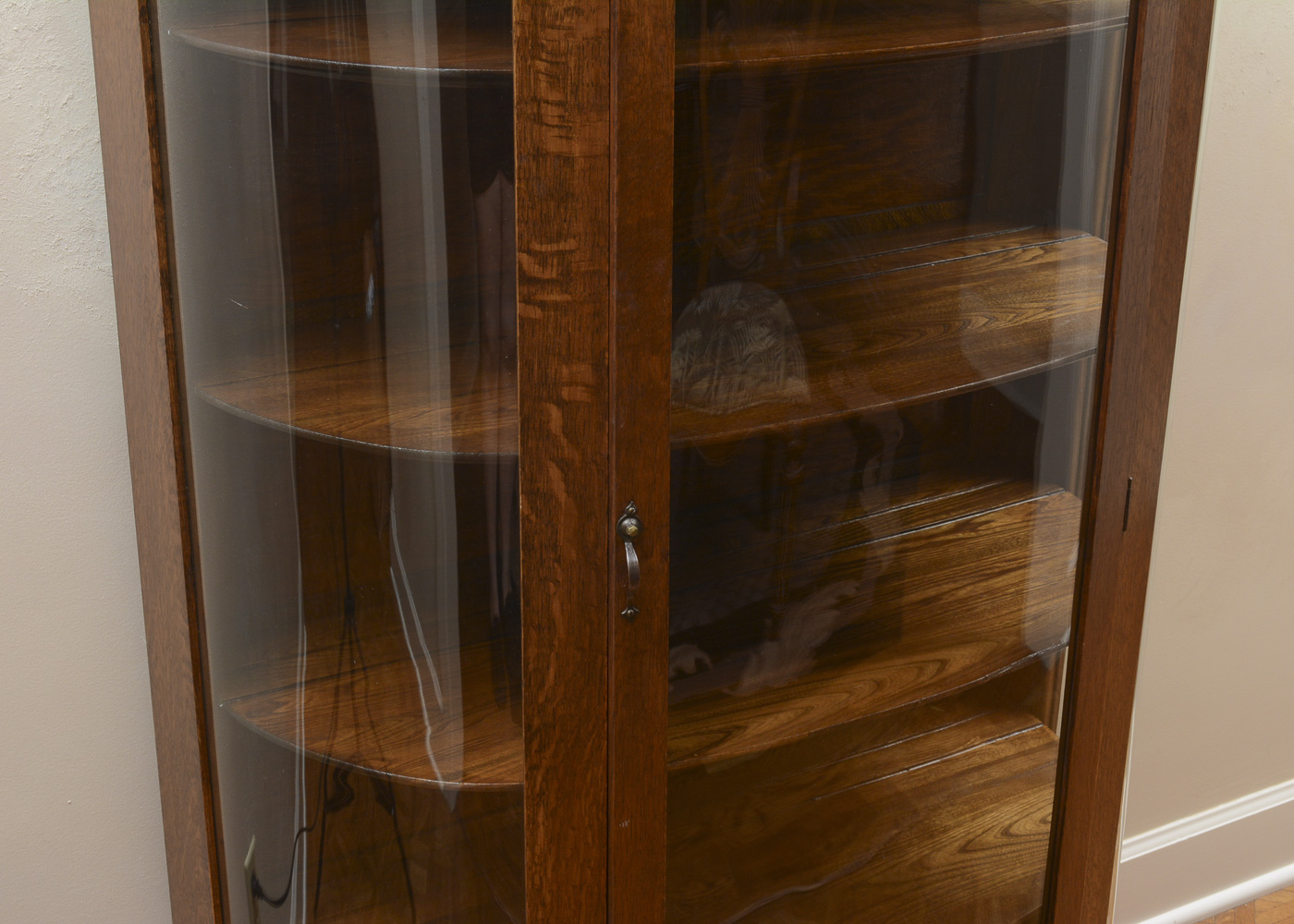 Vintage Demilune Oak Curio Cabinet