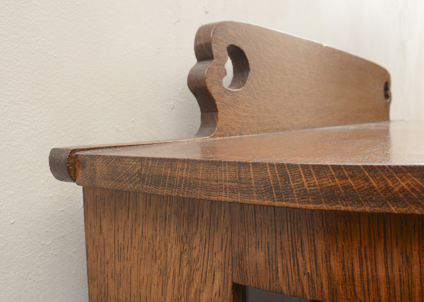 Vintage Demilune Oak Curio Cabinet