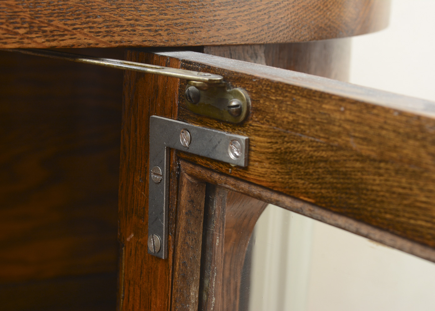 Vintage Demilune Oak Curio Cabinet