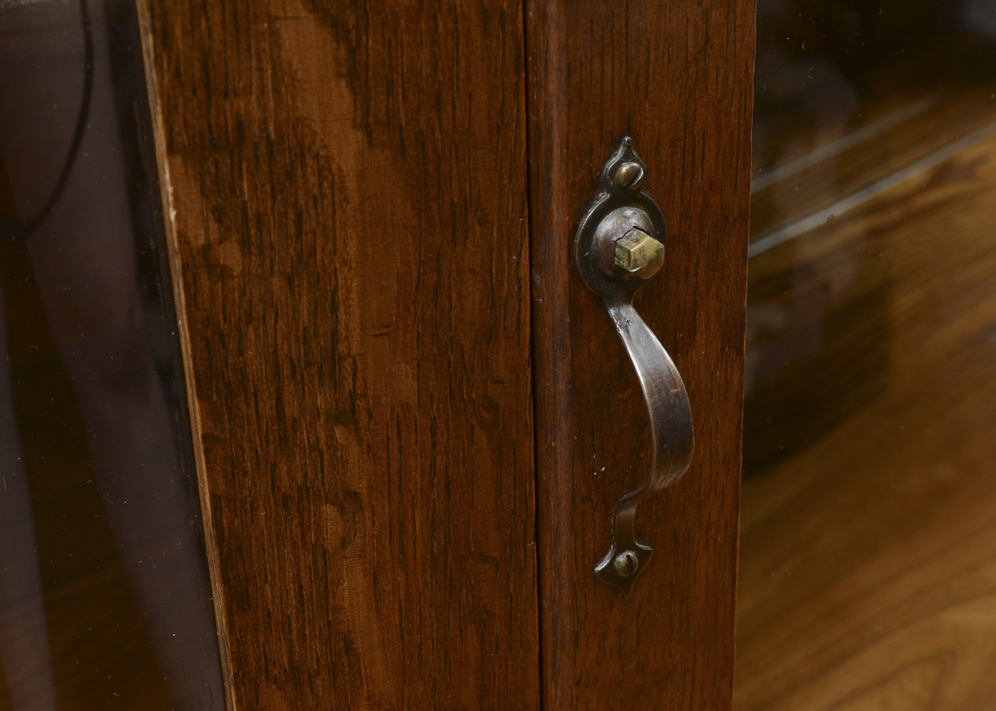 Vintage Demilune Oak Curio Cabinet