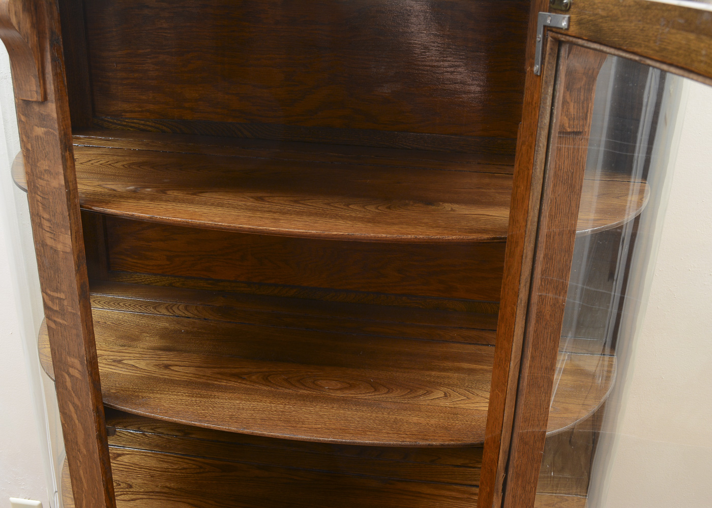 Vintage Demilune Oak Curio Cabinet