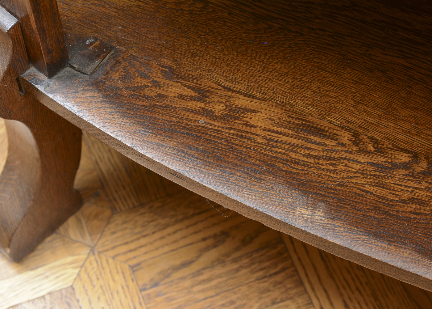 Vintage Demilune Oak Curio Cabinet