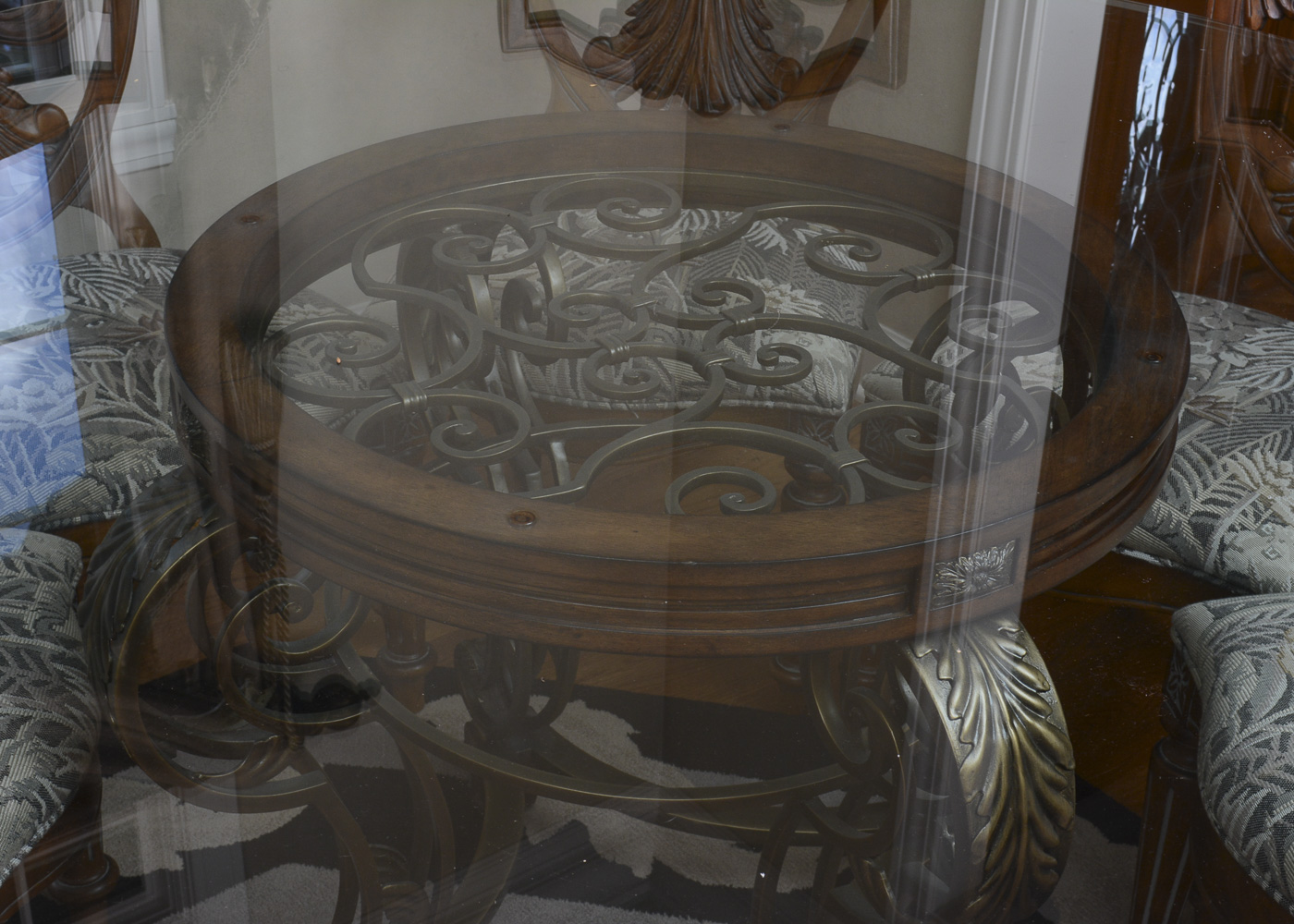 Glass Top Dining Table With Louis XVI Style Chairs