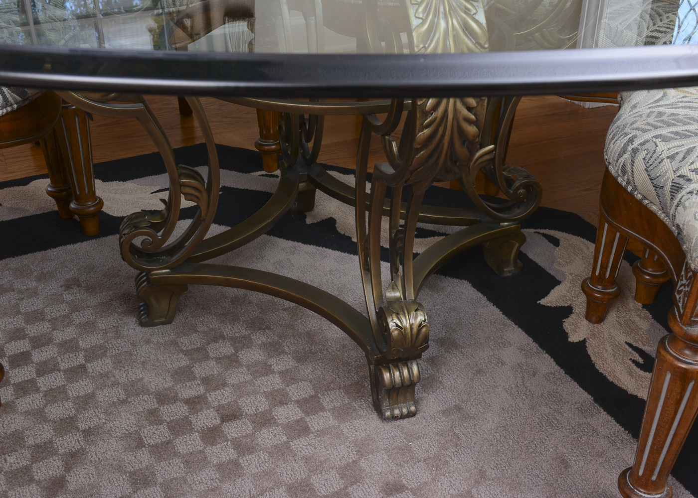 Glass Top Dining Table With Louis XVI Style Chairs