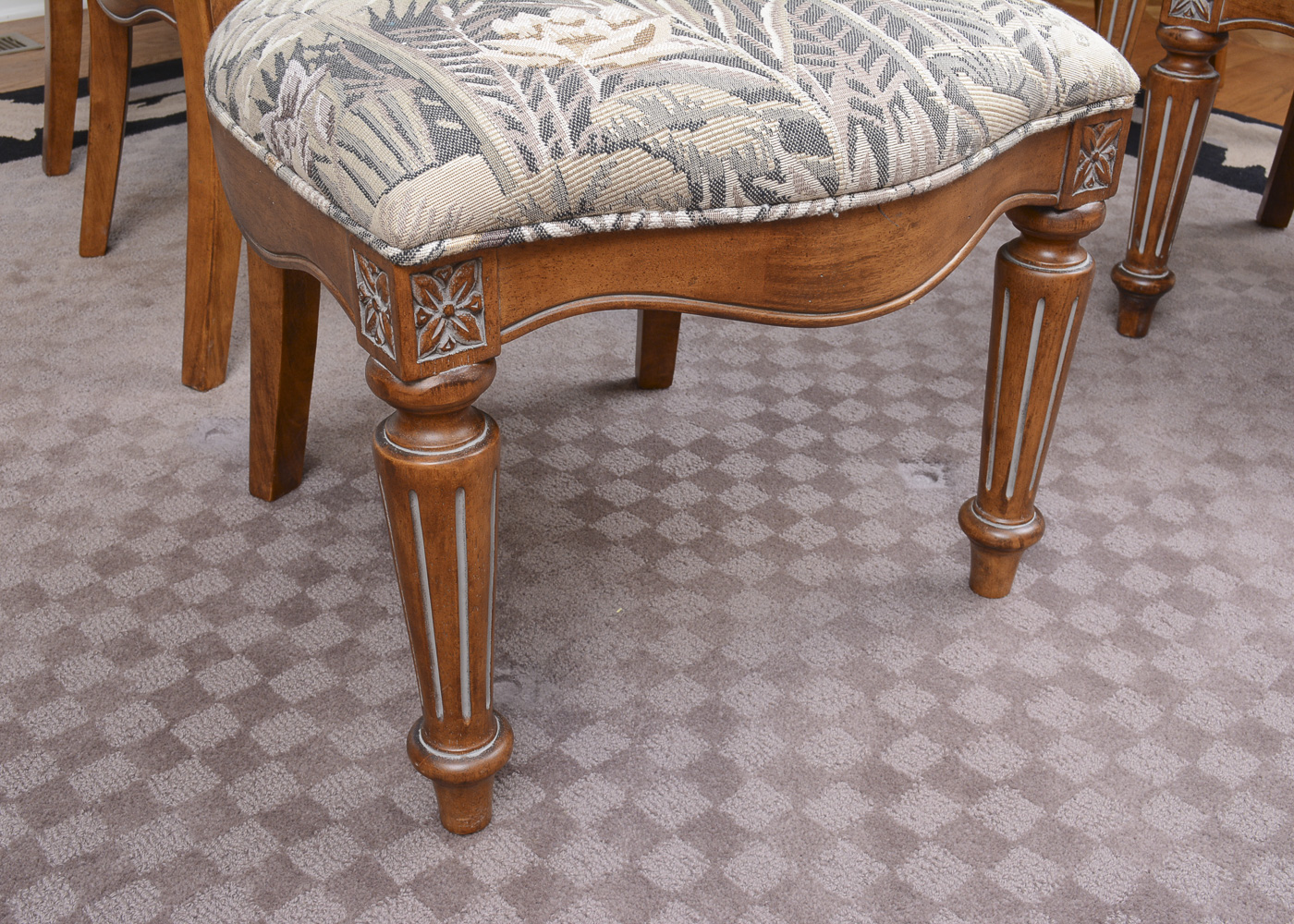 Glass Top Dining Table With Louis XVI Style Chairs