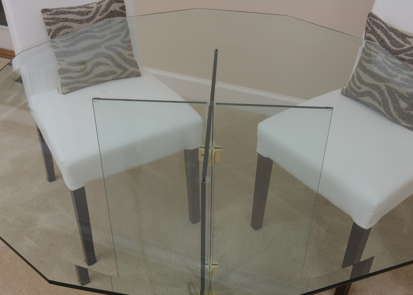 Contemporary Glass Table with Two Chairs