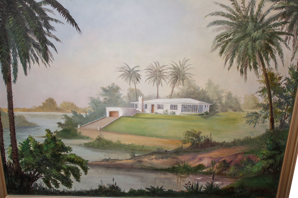 M. Robin Oil Painting on Canvas of a Riverside House