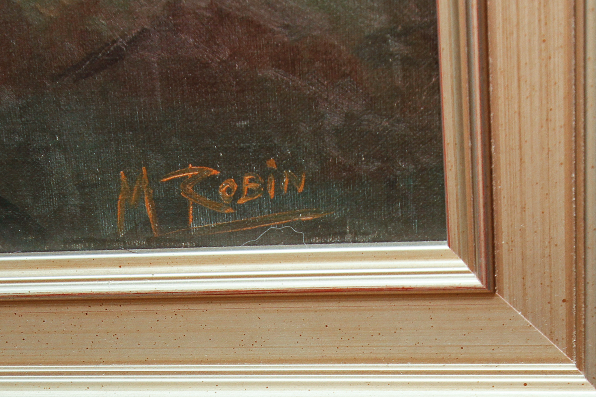 M. Robin Oil Painting on Canvas of a Riverside House