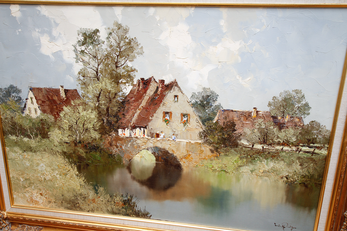 Enrich Paulsen Oil Painting of a Countryside Bridge