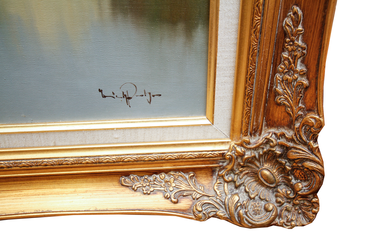 Enrich Paulsen Oil Painting of a Countryside Bridge