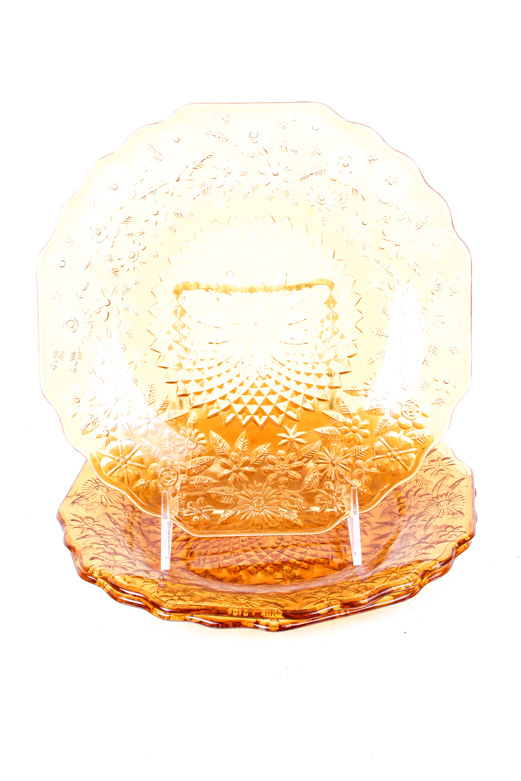 Assortment of Amber Depression Glass