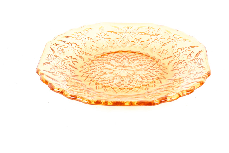 Assortment of Amber Depression Glass