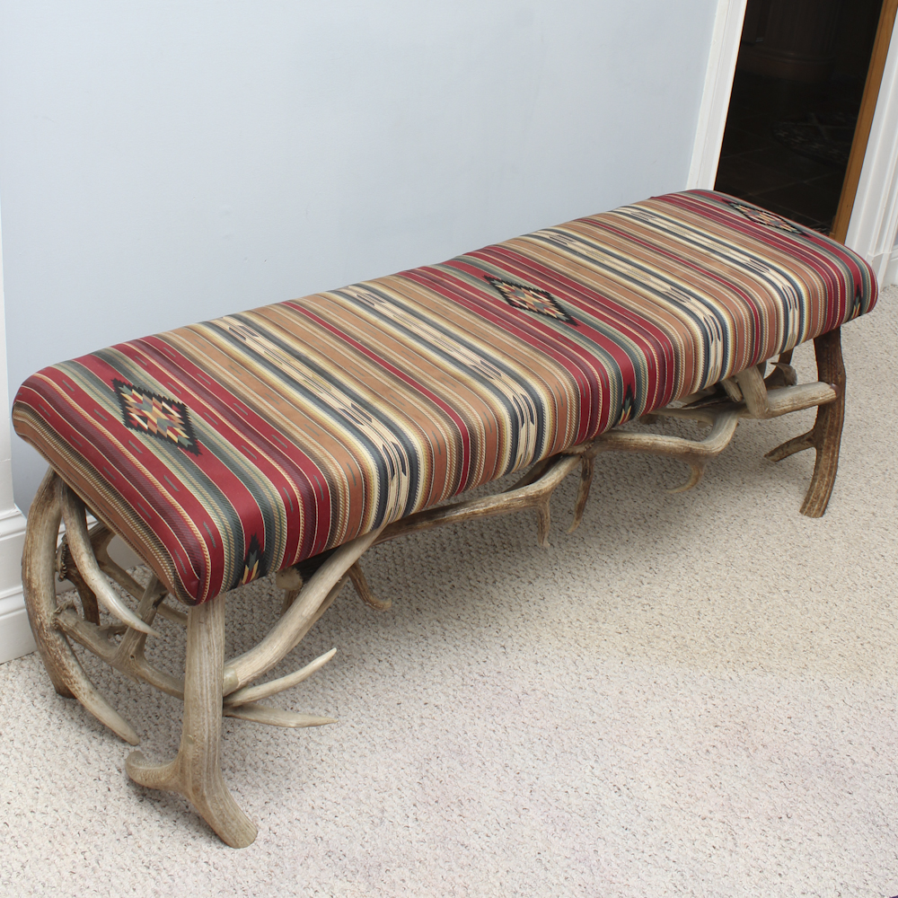 Southwestern Antler Decor Bench