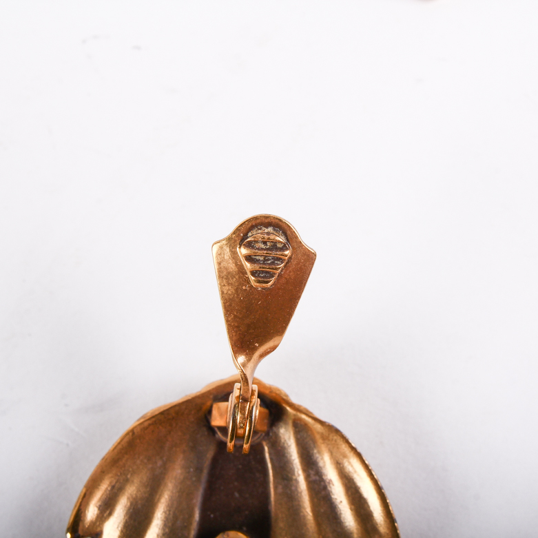 Vintage Yves St Laurent Lotus Flower Earrings