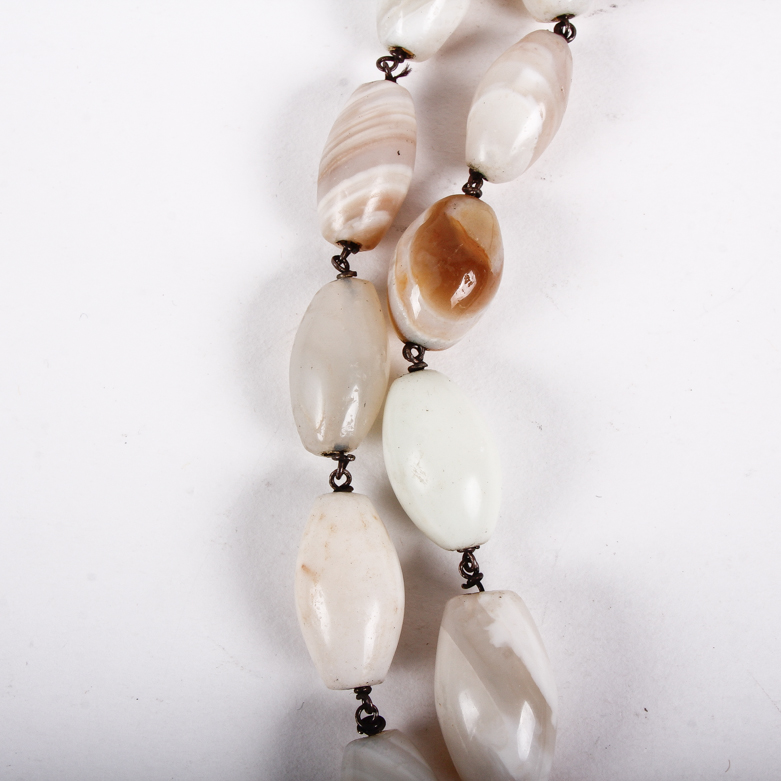 14K Rose Gold, Sterling Silver, and Banded Agate Necklace with Ptolemaic Coin