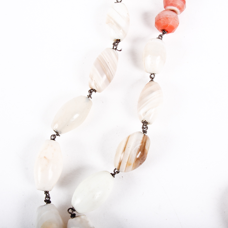 14K Rose Gold, Sterling Silver, and Banded Agate Necklace with Ptolemaic Coin