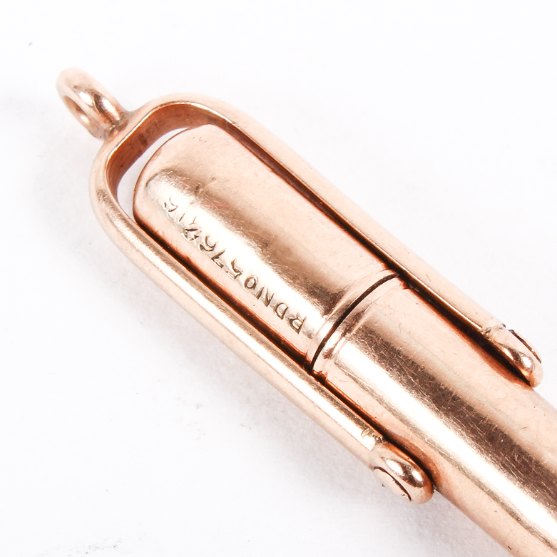 Antique Circa 1910 15K Yellow Gold Mechanical Pencil