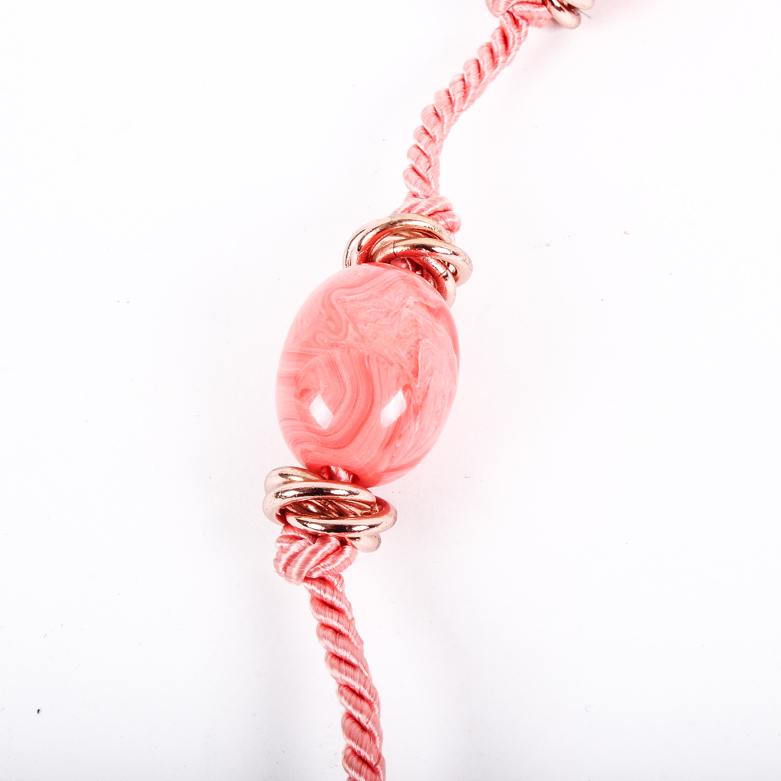 Vintage Yves St Laurent Marbled Coral Glass Rope Necklace