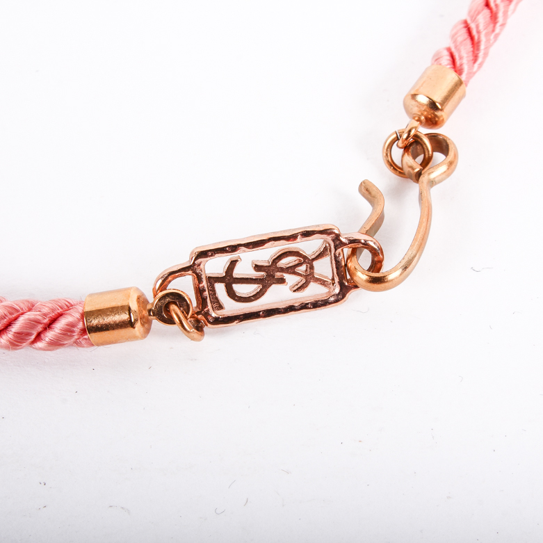 Vintage Yves St Laurent Marbled Coral Glass Rope Necklace