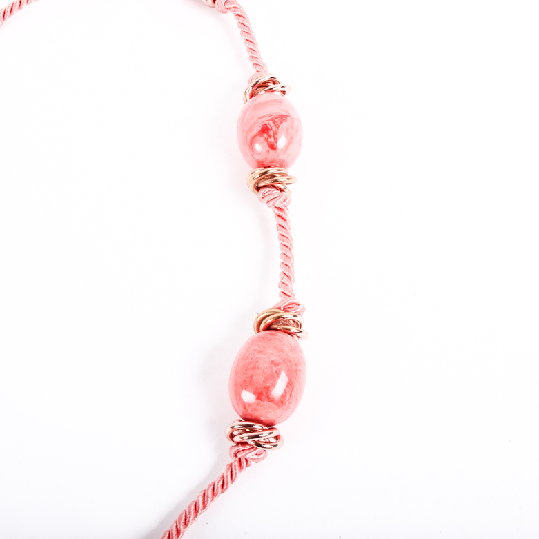 Vintage Yves St Laurent Marbled Coral Glass Rope Necklace