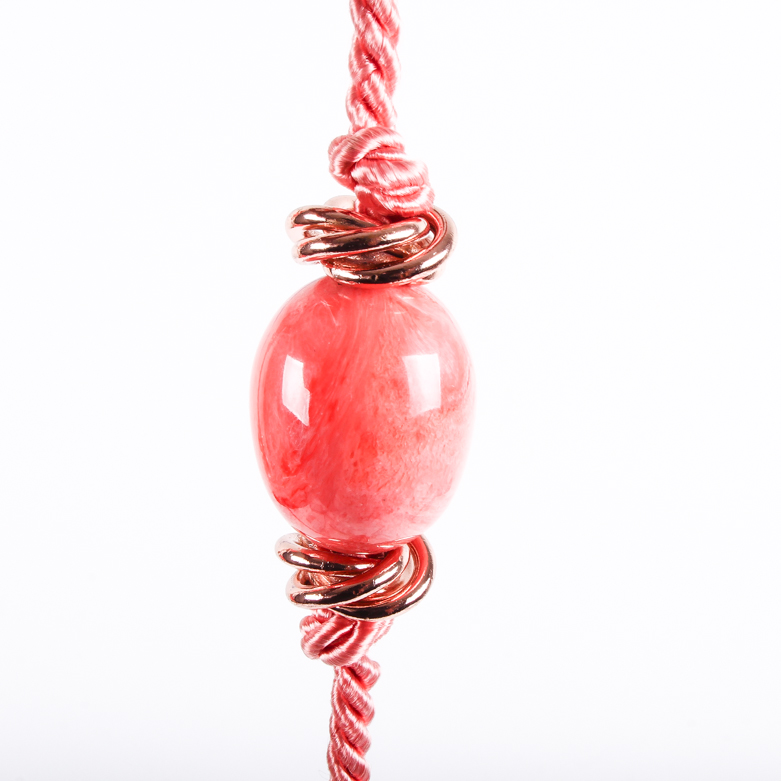 Vintage Yves St Laurent Marbled Coral Glass Rope Necklace