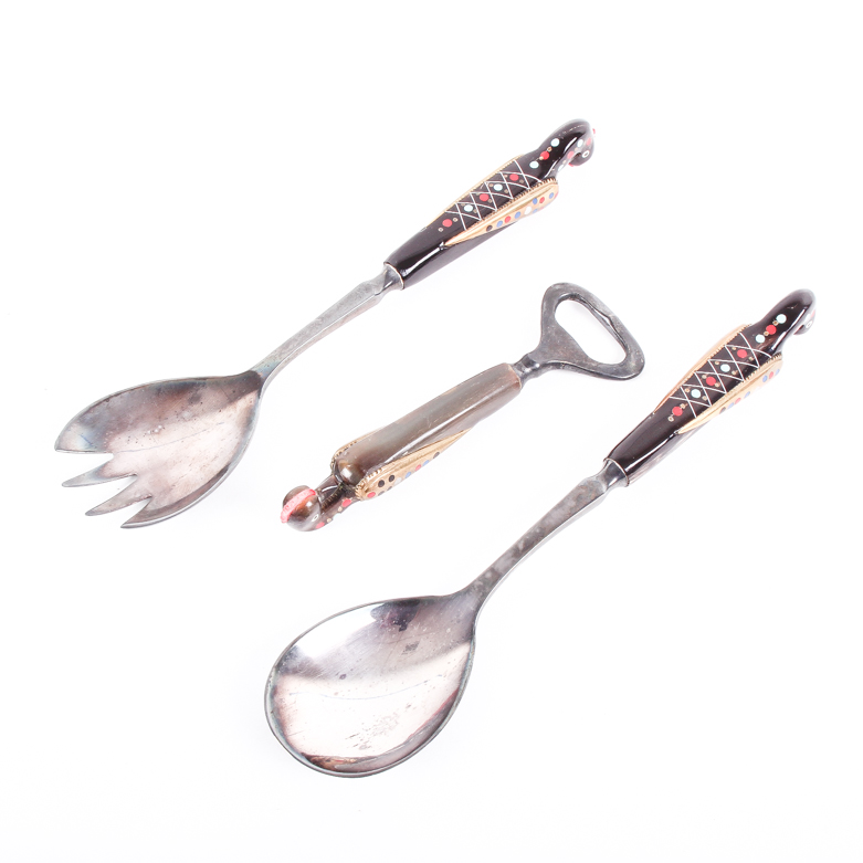 Vintage S&A Haddad Serveware with Figural Bird Handles