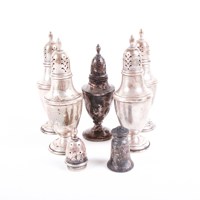 Vintage Sterling Salt and Pepper Shakers Including Weighted Sterling