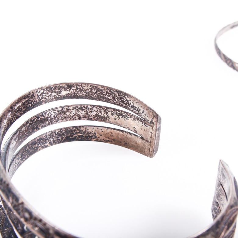 Vintage Etched Sterling Silver Bracelets