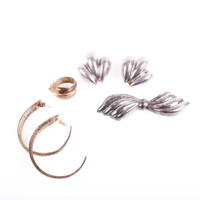 Vintage Sterling Silver Jewelry Including Donna Karan and Taxco