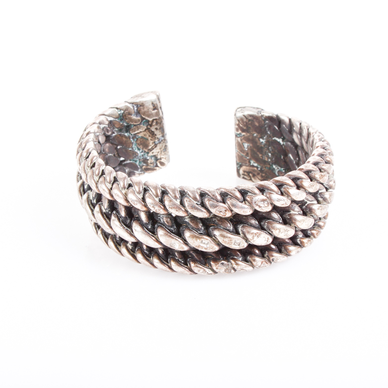Vintage Braided Sterling Silver Cuff Bracelet