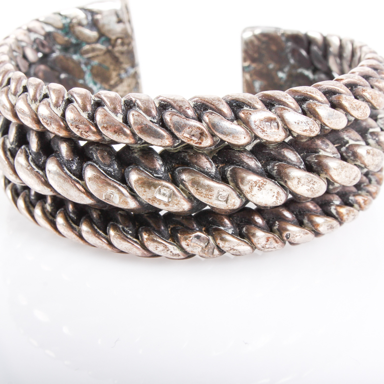 Vintage Braided Sterling Silver Cuff Bracelet