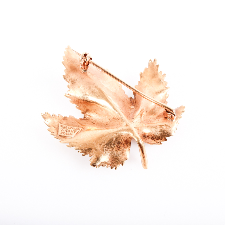Tiffany & Co. 18K Yellow Gold Maple Leaf Brooch
