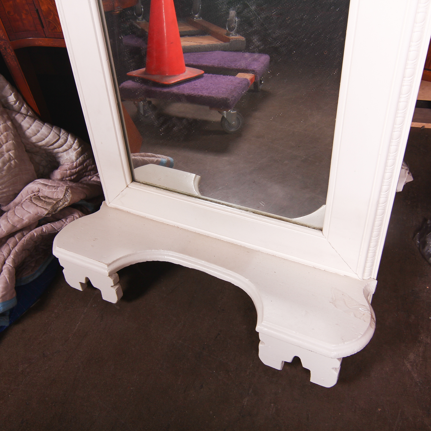 Large Vintage Cream Painted Hall Mirror
