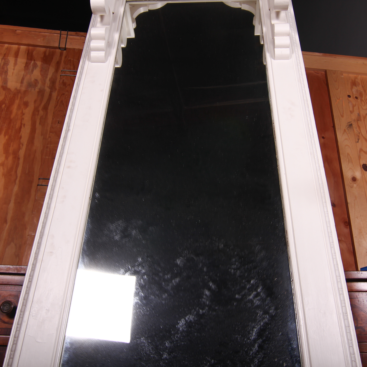 Large Vintage Cream Painted Hall Mirror