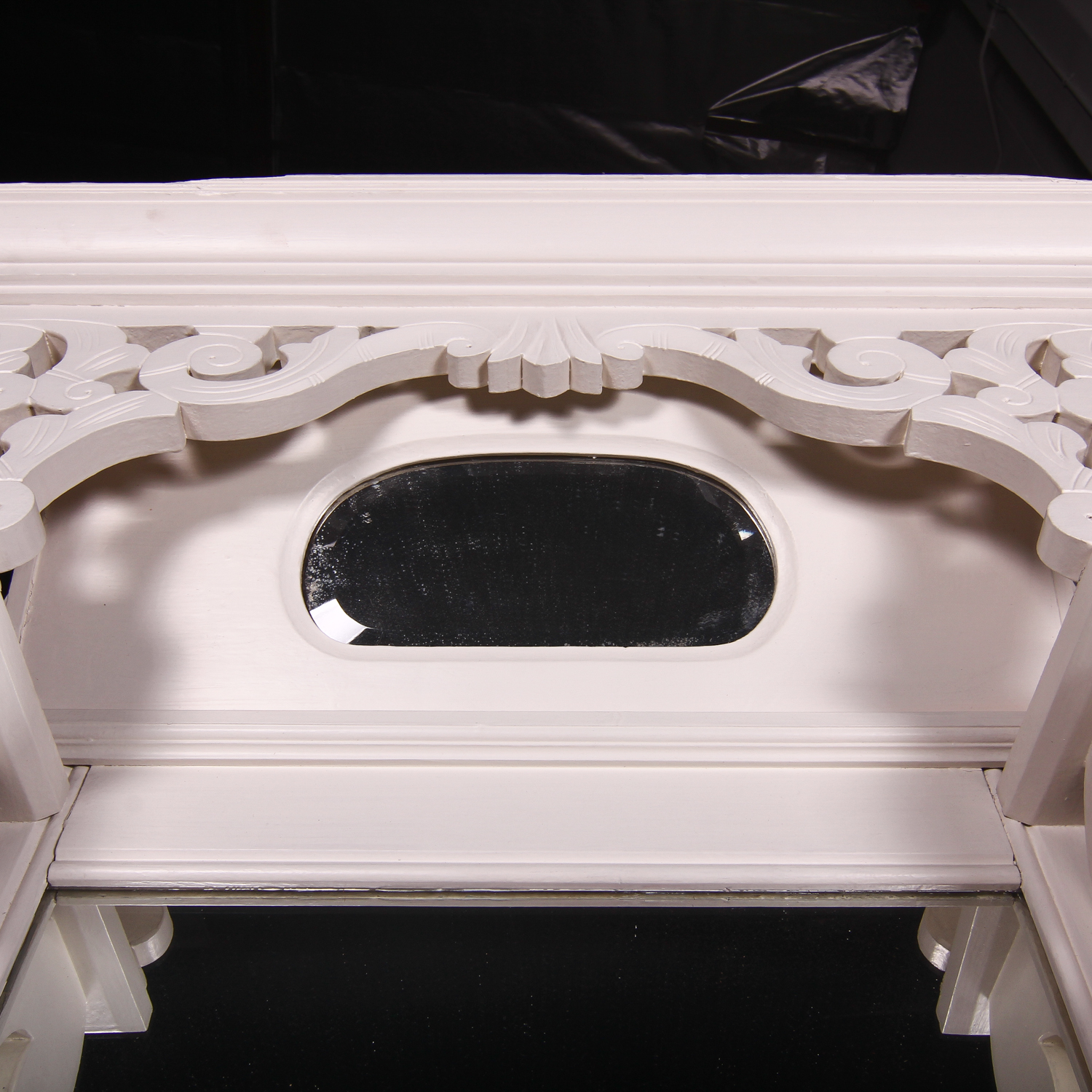 Large Vintage Cream Painted Hall Mirror