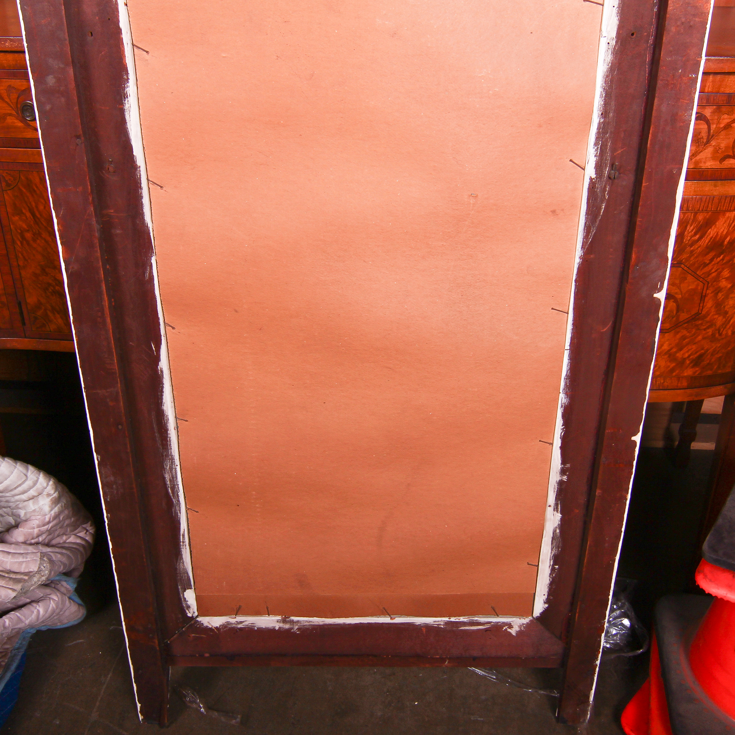 Large Vintage Cream Painted Hall Mirror