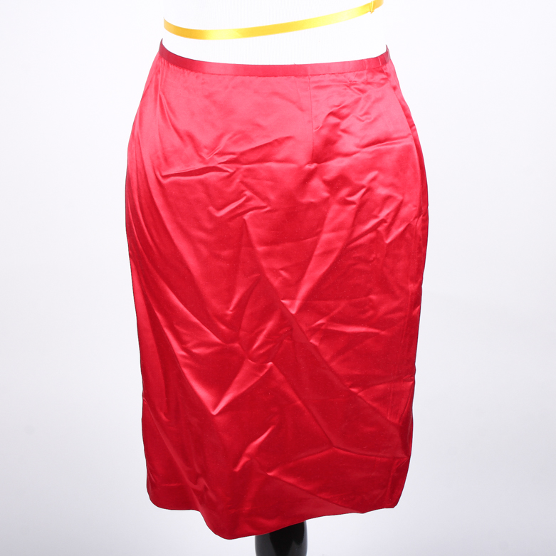Lafayette 148 Red Silk Skirt
