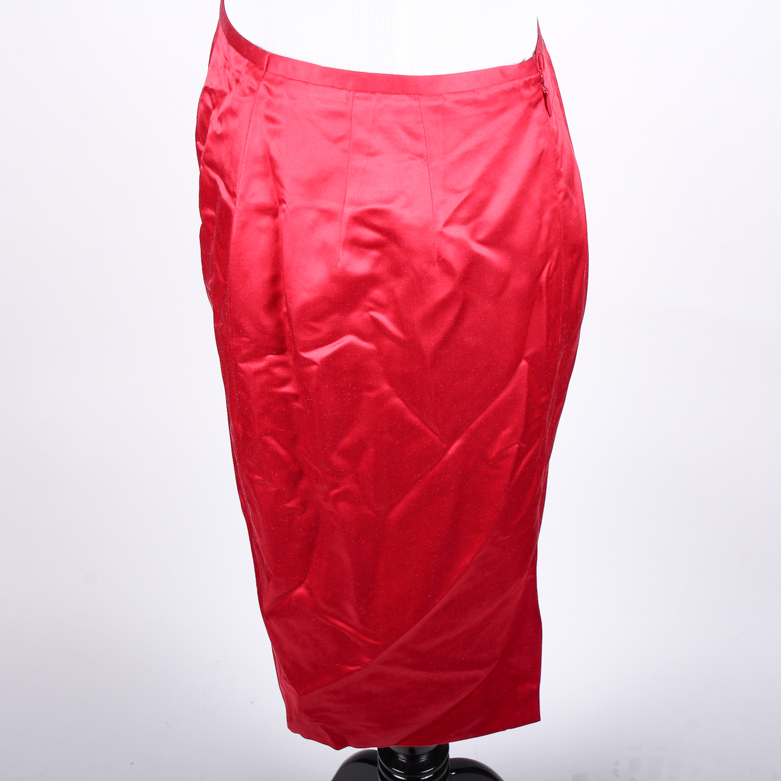 Lafayette 148 Red Silk Skirt